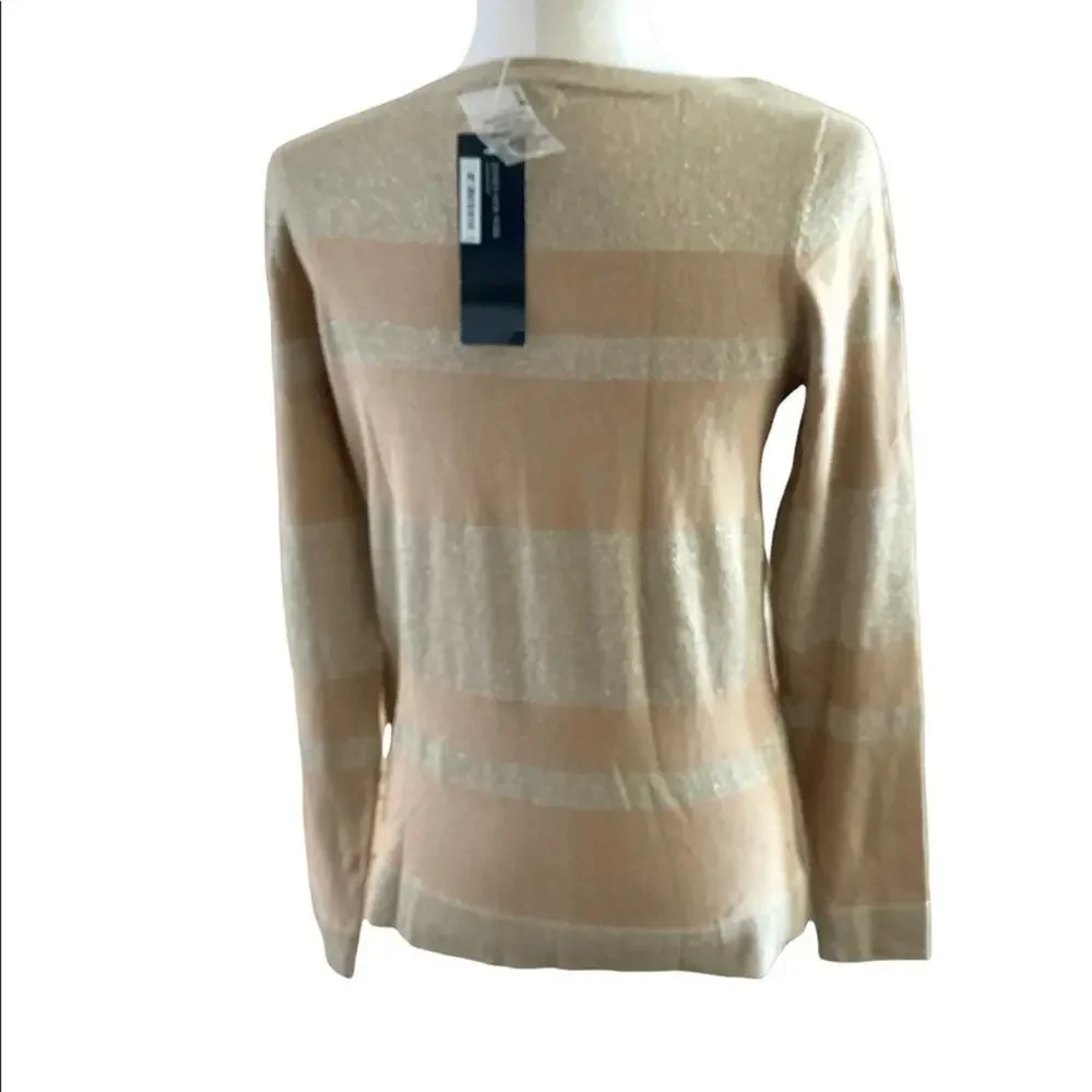 Jones New York signature gold stripe long sleeve scoop neck sweater size‎ M